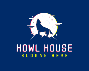 Howl - Night Wolf Glitch logo design