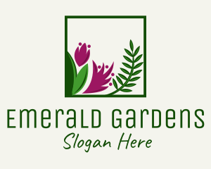 Natural Flower Fern  logo design