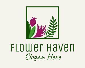 Natural Flower Fern  logo design