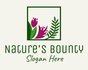 Natural Flower Fern  logo design