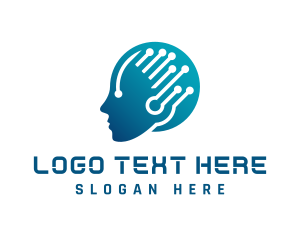 Cyborg - Artificial Intelligence Head logo design