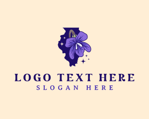 Map - Violet Flower Illinois logo design