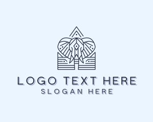 Upscale - Artisanal Elephant Crest logo design