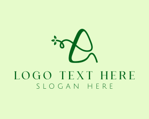 Organic Products - Cursive Natural Letter A logo design