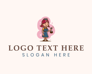 Cleaner - Sanitary Lady Housekeeper logo design