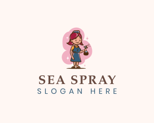 Sanitary Lady Housekeeper  logo design