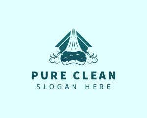 House Sponge Bubble Cleaning logo design