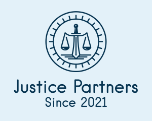 Prosecution - Justice Scales Sword logo design