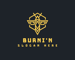 Bee Hornet Hexagon logo design