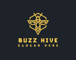 Bee Hornet Hexagon logo design