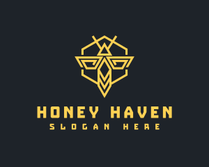 Bee Hornet Hexagon logo design