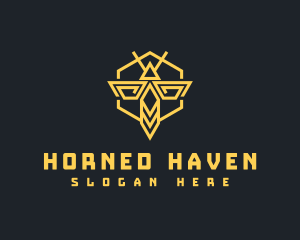 Bee Hornet Hexagon logo design