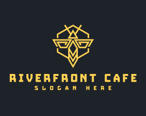 Bee Hornet Hexagon logo design