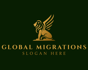 Premium Winged Lion logo design