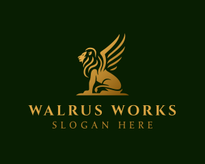 Premium Winged Lion logo design