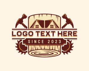 Wood - Log House Builder logo design