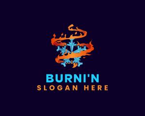 Snowflake Fire Element logo design