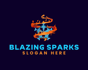 Snowflake Fire Element logo design