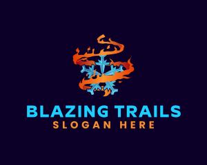 Snowflake Fire Element logo design