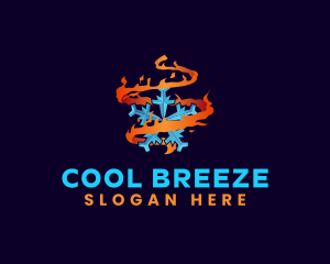 Refrigeration - Snowflake Fire Element logo design