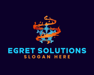 Snowflake Fire Element logo design