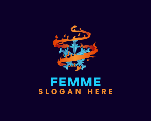 Snowflake Fire Element logo design