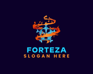 Snowflake Fire Element logo design