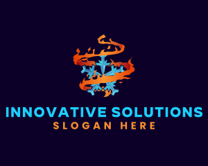 Snowflake Fire Element logo design