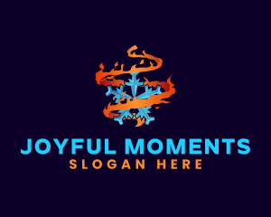 Snowflake Fire Element logo design