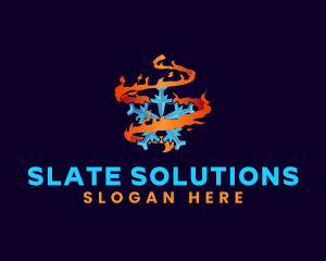 Snowflake Fire Element logo design