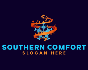 Snowflake Fire Element logo design