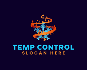 Thermostat - Snowflake Fire Element logo design