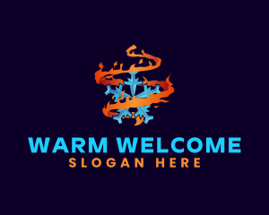 Snowflake Fire Element logo design