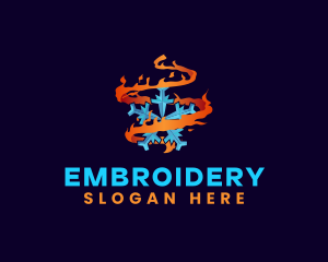 Snowflake Fire Element logo design