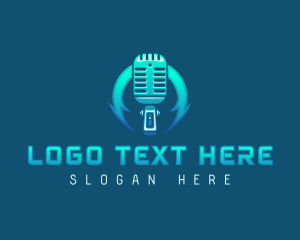 Singer - Microphone Audio Broadcast logo design