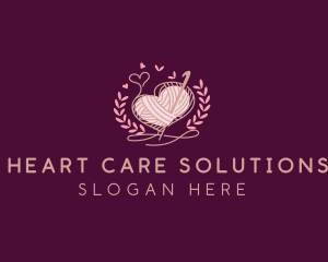 Heart Yarn Knitting logo design