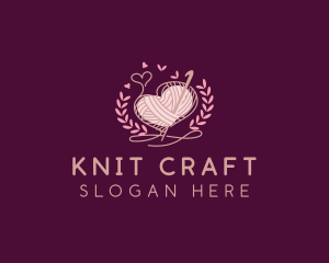 Heart Yarn Knitting logo design