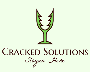 Cracked - Forest Wine Glass logo design