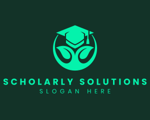 Scholar - Natural Tree Graduation Cap logo design