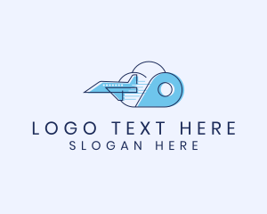 Destination - Airplane GPS Pin logo design