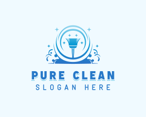 Clean Housekeeping Broom logo design