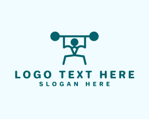 Human Body - Monoline Weight Lifter logo design