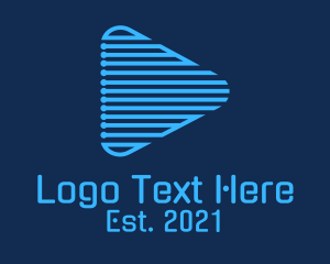 Server - Blue Digital Play Button logo design