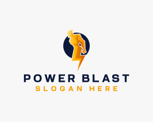 Lightning Power Man logo design