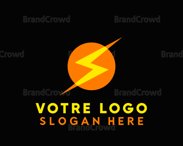 Lightning Electricity Circle Logo