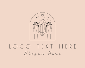 Spiritual - Cosmic Spiritual Crystal Hands logo design