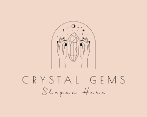 Cosmic Spiritual Crystal Hands logo design