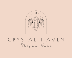 Cosmic Spiritual Crystal Hands logo design