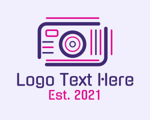 Photo Studio - Neon Linear Camera logo design