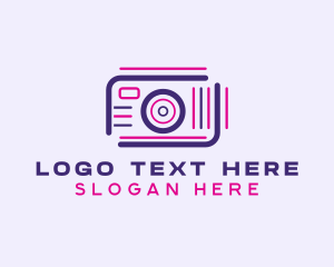 Camera Store - Neon Linear Camera logo design
